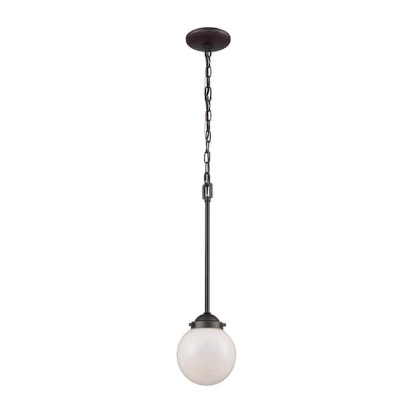 Thomas Lighting Beckett Small 1-Light Oil Rubbed Bronze with Opal White Glass Pendant