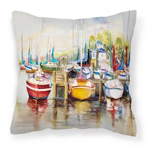 14 in. x 14 in. Multi-Color Lumbar Outdoor Throw Pillow Paradise Sailboats Canvas