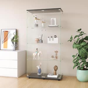 LED light frameless wall display cabinet with glass showcase