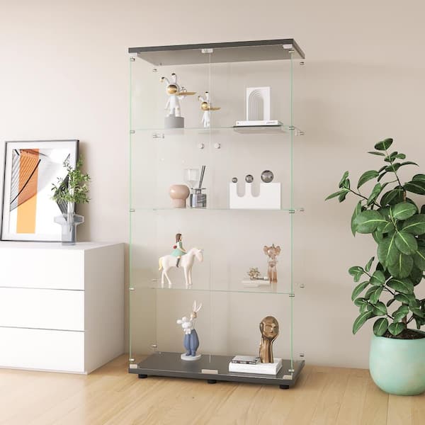 mDesign 4-Tier Glass/Metal Standing Shelf Organizer Display Unit,  Chrome/Clear