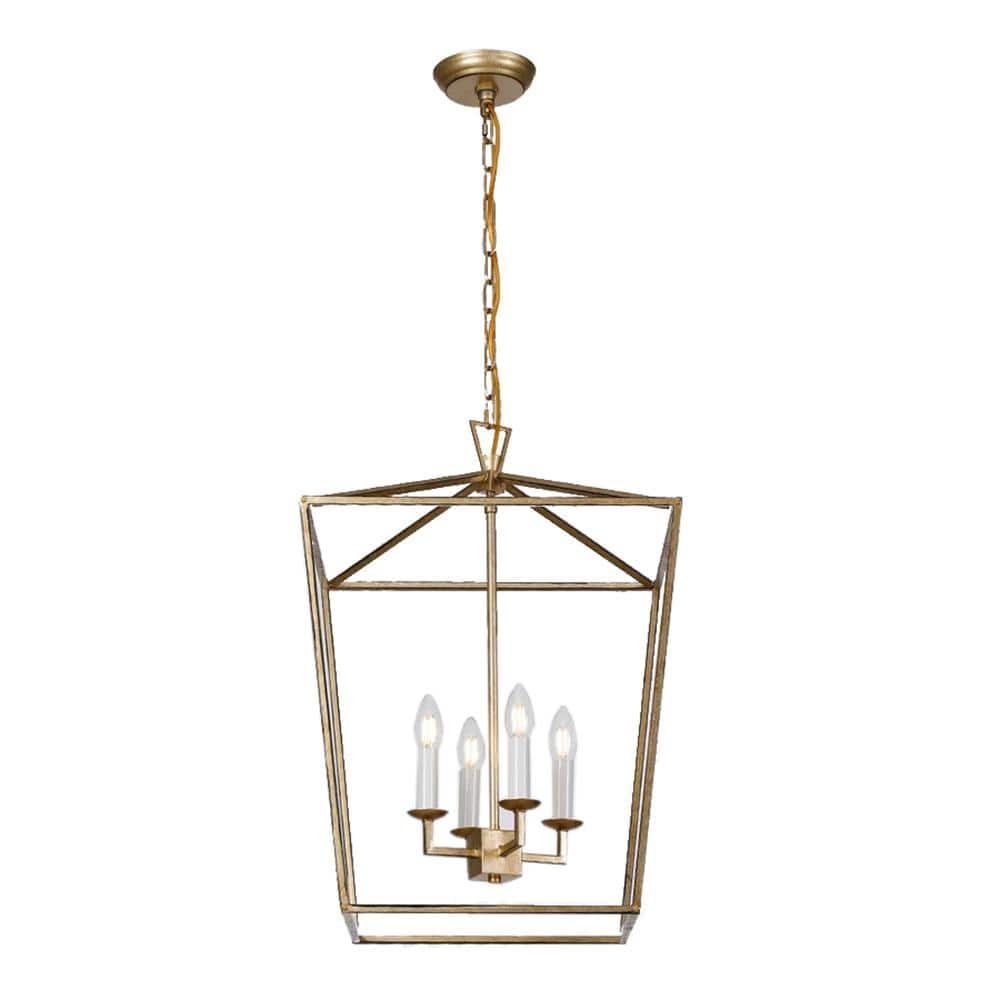 Marco 4-Light Gold Cage Iron Art Design Chandelier