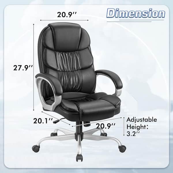 LACOO Black Big and High Back Office Chair, PU Leather
