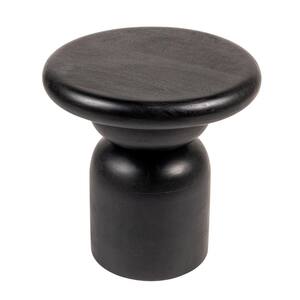 Storied Home Kennedy 18 in. Black Round Mango Wood Bulbed Pedestal End ...
