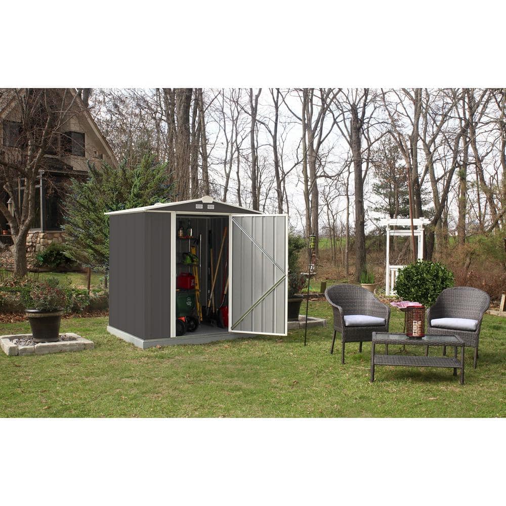 Charcoal and Cream 6' x 5' Steel Storage Shed