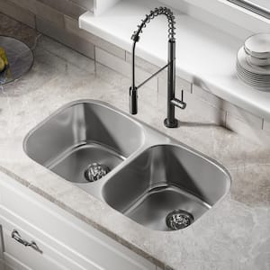 Toulouse Stainless Steel 32 in. Double Bowl Undermount Kitchen Sink