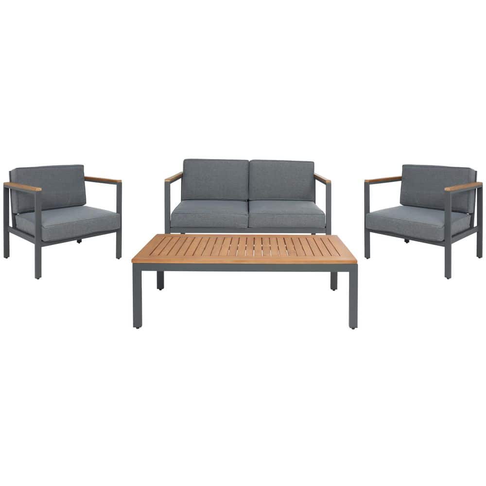Chicopee Natural 4-Piece Wood Patio Conversation Set with Gray Cushions price history on PriceWatchPro