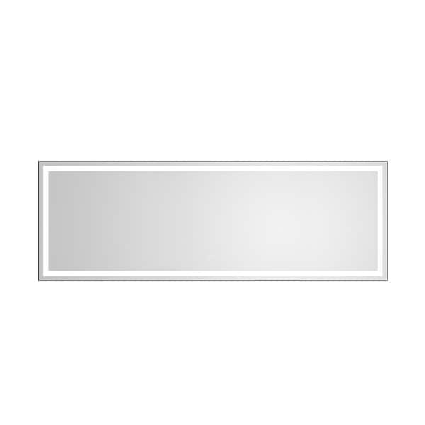 Matte Black 118.00 in. W x 36.00 in. H LED Modern Rectangle Aluminium Framed Wall Mirror