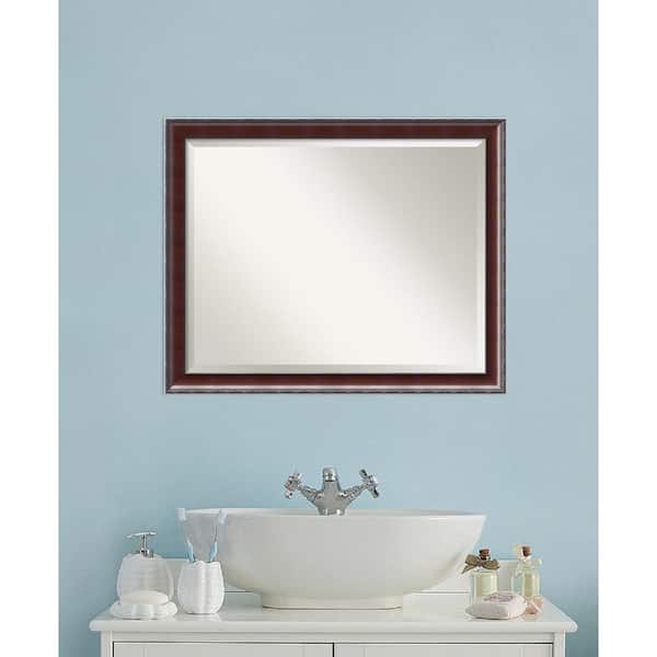 Amanti Art Country 31 in. W x 25 in. H Framed Bathroom Vanity Mirror in Walnut
