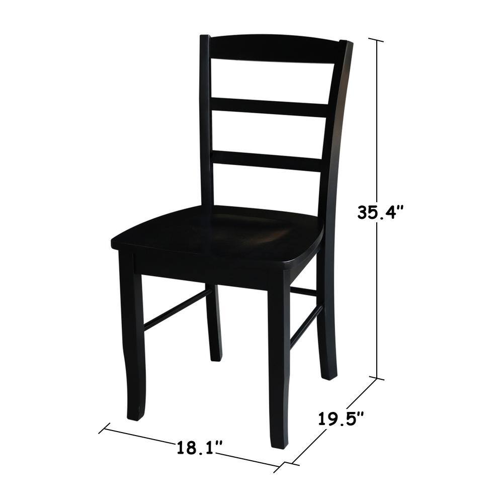 Elegant Black Solid Wood Ladderback Side Chair Set