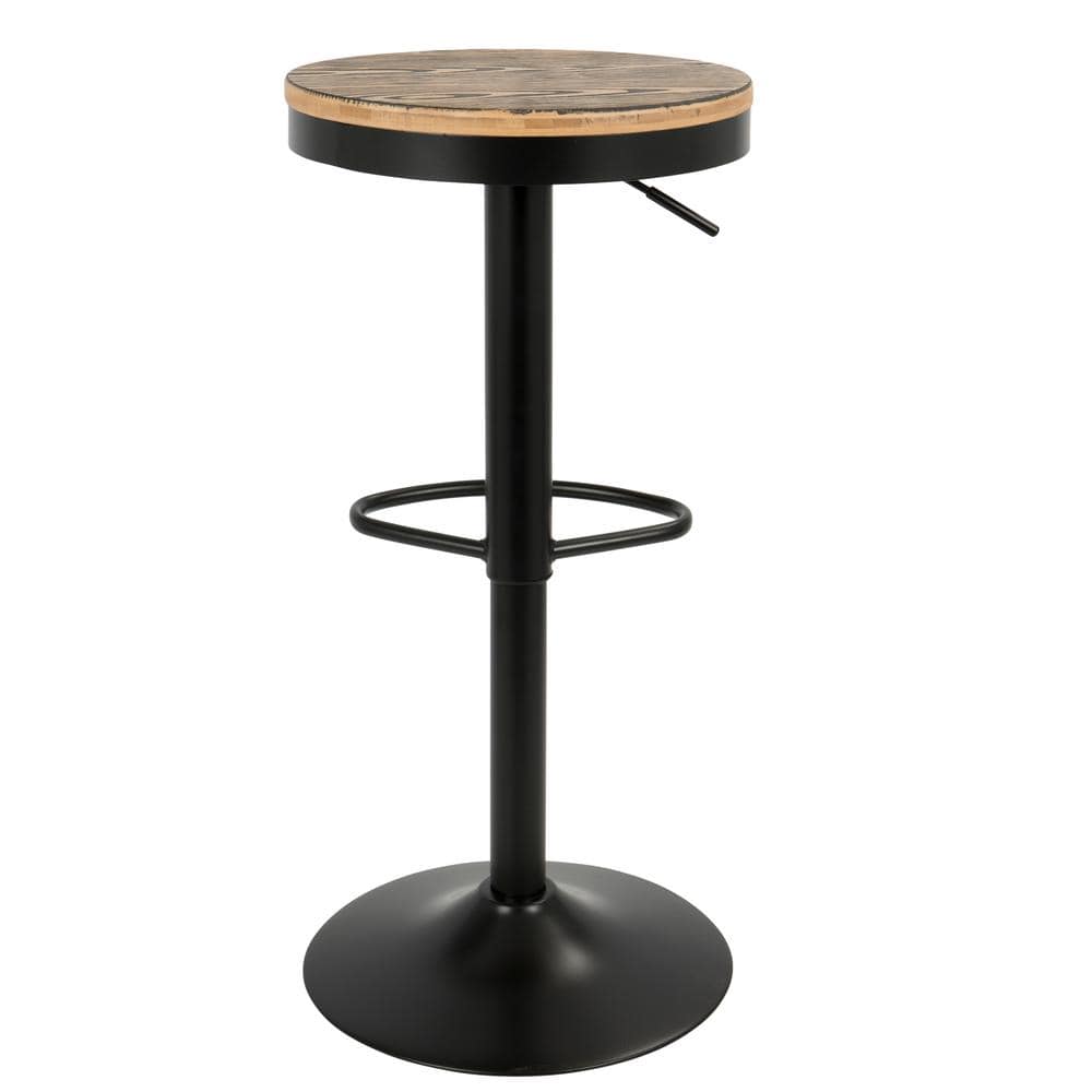 Contemporary Dakota Adjustable Swivel Barstool in Black and Brown