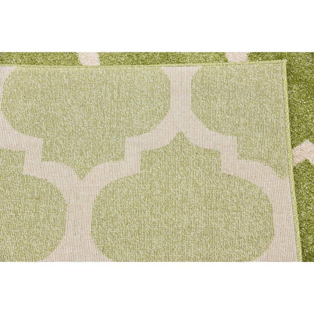 Light Green Trellis 10' x 14' Synthetic Reversible Rug