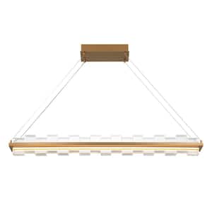 Bruco 40-Watt 2-Light Integrated LED Gold Linear Chandelier with Clear Crystal Shade