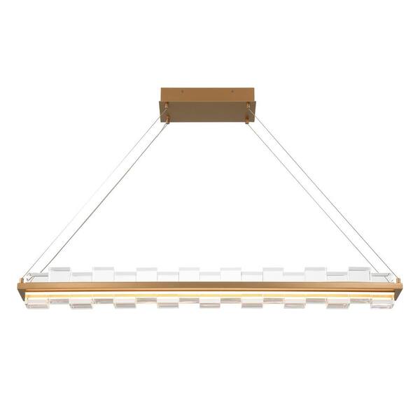 Eurofase Bruco 40-Watt 2-Light Integrated LED Gold Linear Chandelier with Clear Crystal Shade