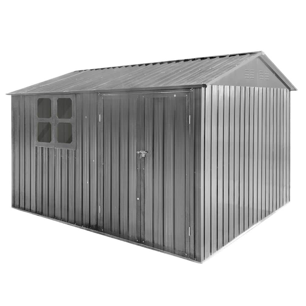 10 ft. W x 8 ft. D Metal Garden Sheds for Outdoor Storage with Double ...