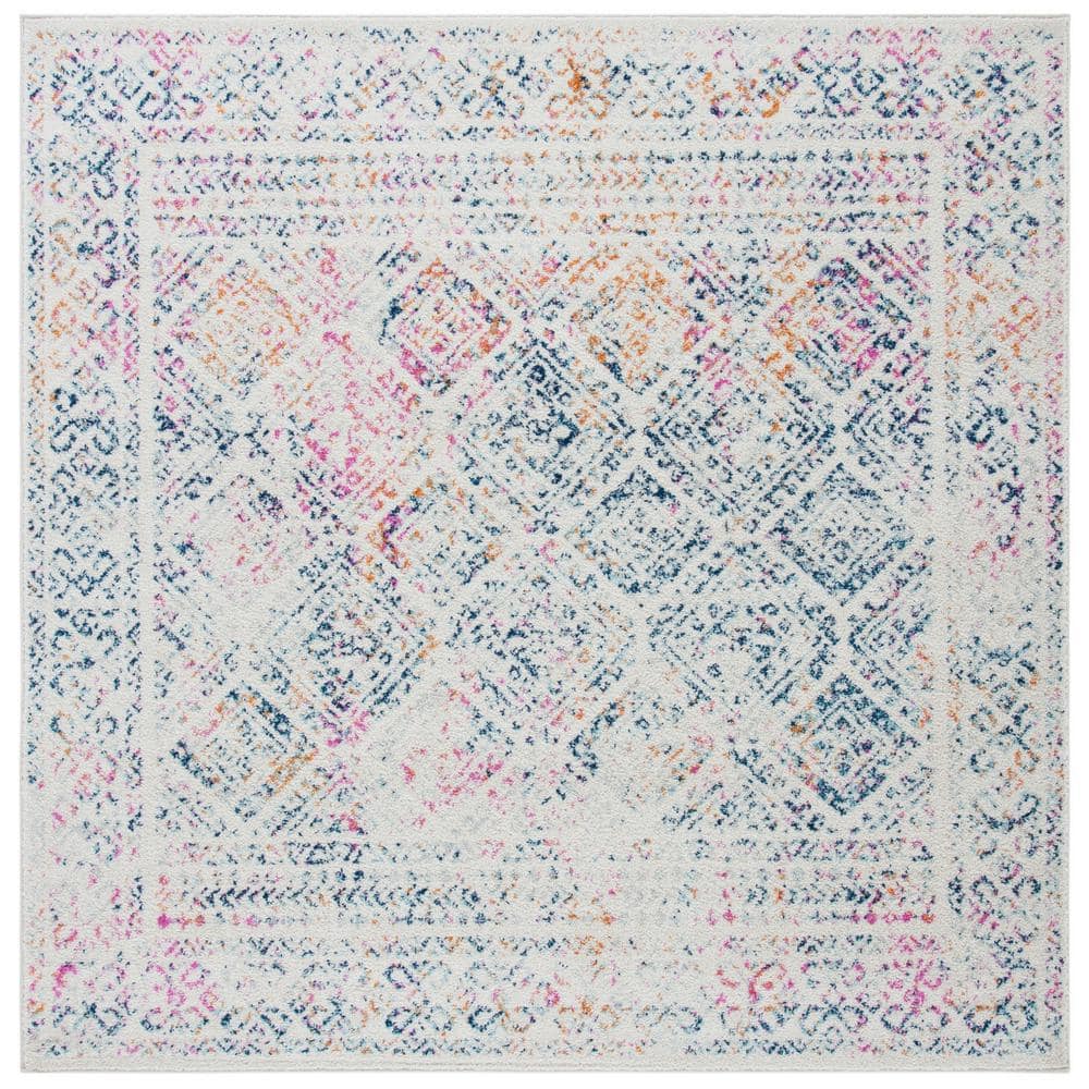 Tulum Ivory/Dark Blue 7 ft. x 7 ft. Square Border Area Rug price history on PriceWatchPro