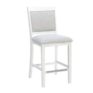 Mazie 25.5 in. Seat Height White Full Back Wood Frame Counter Stool with Polyester Seating (Set of 2)
