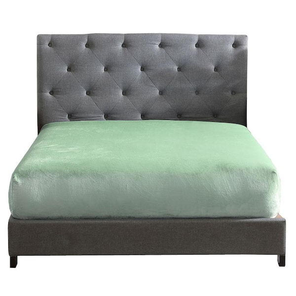 Polyester King Size Premium Flannel Plush Easy Fit 1-Piece Fitted Sheet, Sage