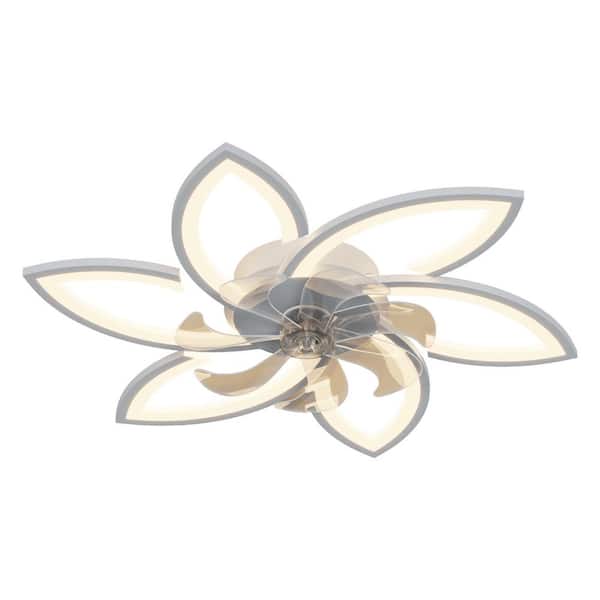 OLUZFAN 2.6 ft. Modern Ceiling Fan Light Flush Mount 7 Reversible ABS Blades with LED Dimmable Light White