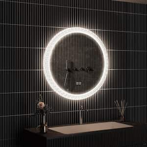 30 in. W x 30 in. H Round Acrylic Framed LED Light with Dimmable and Anti-Fog Wall Mounted Bathroom Vanity Mirror
