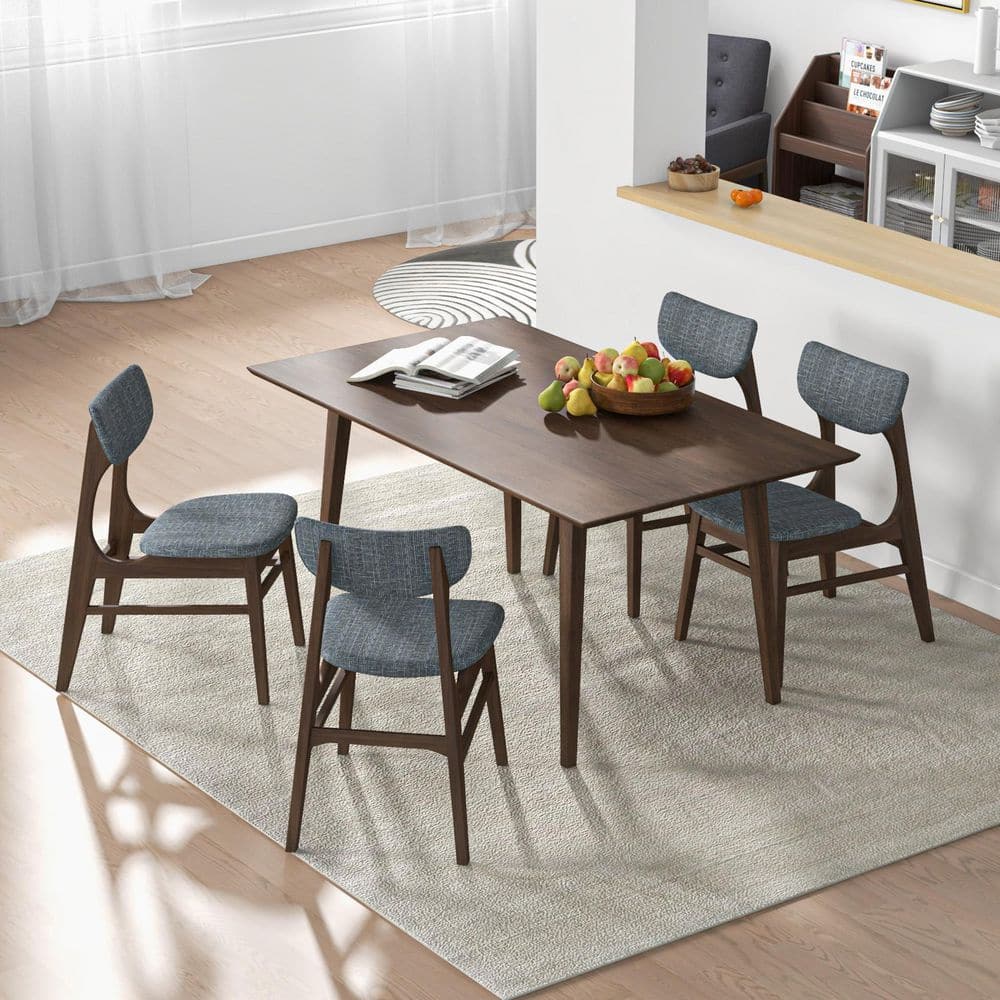 Walnut Brown Mid-Century Modern Rectangular Dining Table