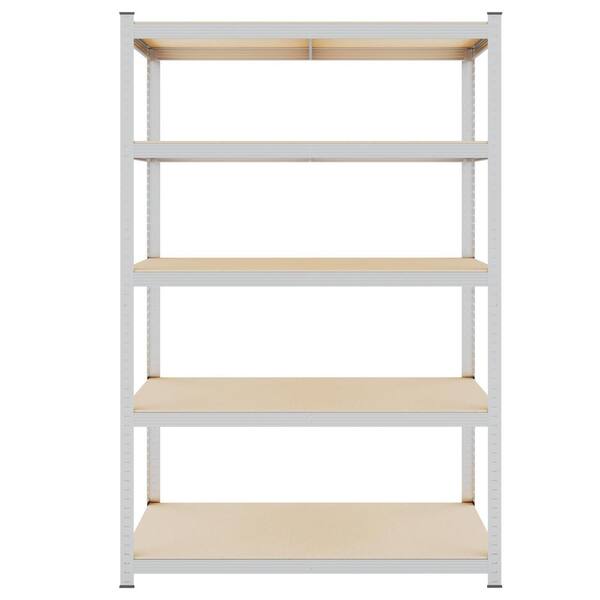Tunearary 5-Tier 47.2 in. W x 71 in. H Heavy-Duty Metal Standing Garage Storage Racks Shelving Unit in Silver