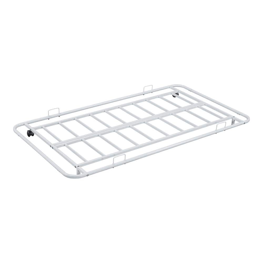 White Metal Twin Daybed with Trundle and Drawer