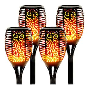 43 96 LED Waterproof Flickering Flames Torch Lights Outdoor Solar Spotlights Landscape Decoration - 4 Pack