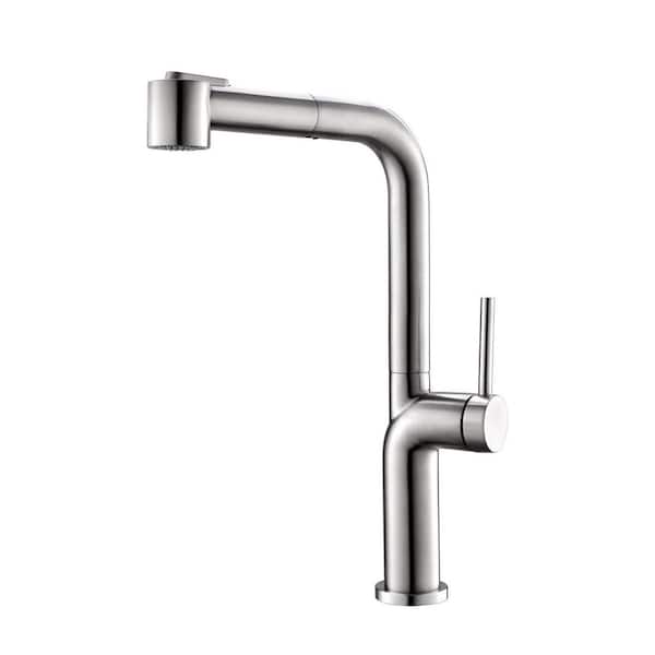 CASAINC Single Handle Pull Out Sprayer Kitchen Faucet in Brushed Nickel