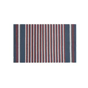 Navy, Red and White Stripe 16 in. x 24 in. PVC Door Mat