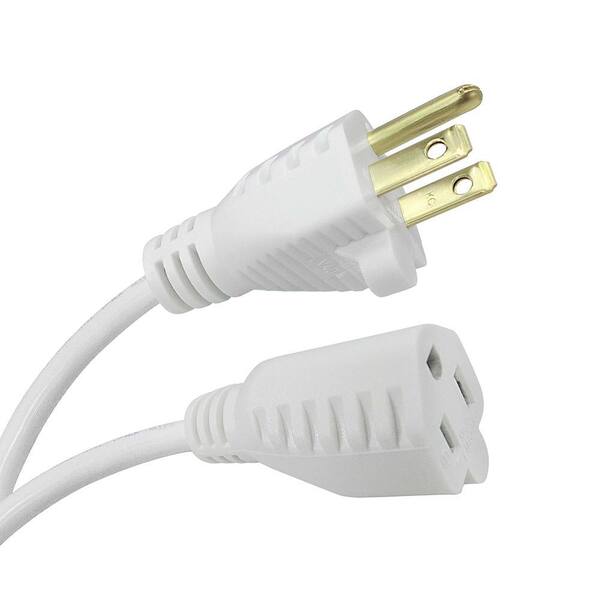 thumbnail image 2 of 12ft White 3-Outlet Extension Cord – 2 Prong, 120V AC Power Cable, 15A, PT Brand 2 of 4