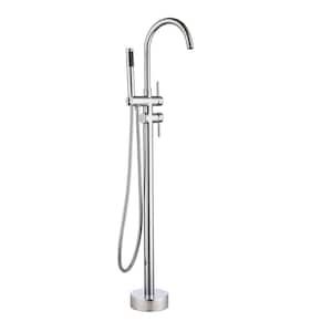 Chino Singe-Handle Freestanding Floor Mount Tub Faucet with Hand Shower in Polished Chrome