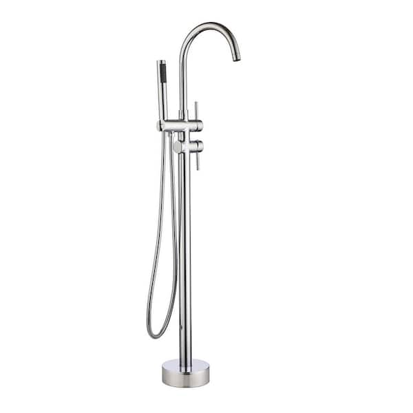 RAINLEX Chino Singe-Handle Freestanding Floor Mount Tub Faucet with Hand Shower in Polished Chrome