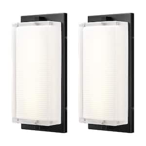 5.5 in. 1-Light Black Finish Dimmable LED Vanity Light with Clear Glass Shade (2-Pack)