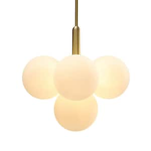 Kateo Modern 5-Light Gold Tiered Chandelier with Opal Glass Globe Shades