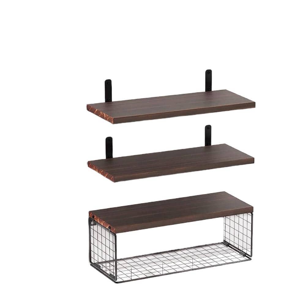 15.7 in. W x 0.6 in. H x 5.9 in. D Wood Rectangular Shelf in Brown 2-in. 1 