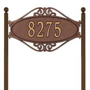 Hackley Fretwork Oval Antique Copper Standard Lawn One Line Address Plaque