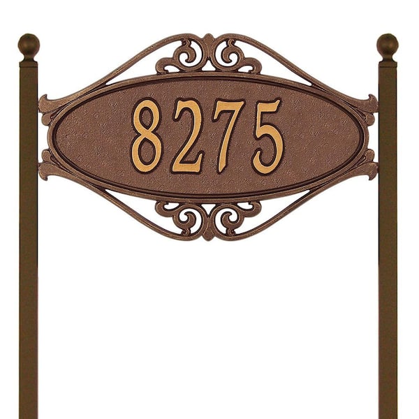 Whitehall Products Hackley Fretwork Oval Antique Copper Standard Lawn One Line Address Plaque