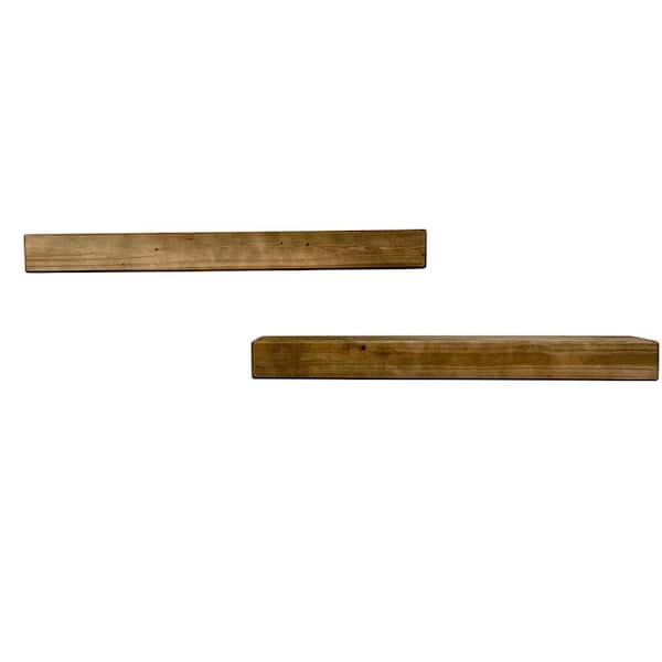Unbranded Artisan Haute 6 in. x 36 in. x 3.5in Dark Walnut Pine Wood Floating Box Set of 2 Decorative Wall Shelves