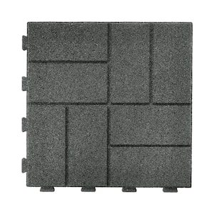 16 in. x 16 in. x 5/8 in. Gray Interlocking Rubber Paver (75-Pack)