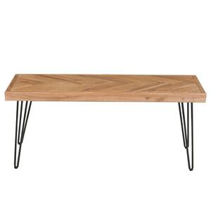 43.3 in. Natural Large Rectangle Wood Coffee Table with Metal Base ​with Chevron Pattern and Metal Hairpin Legs