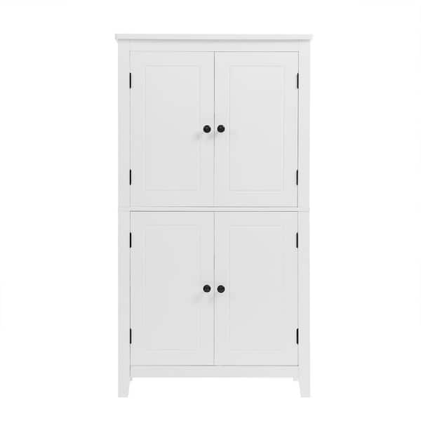 24 in. W x 12 in. D x 43 in. H White MDF Linen Cabinet with 4-Doors in White
