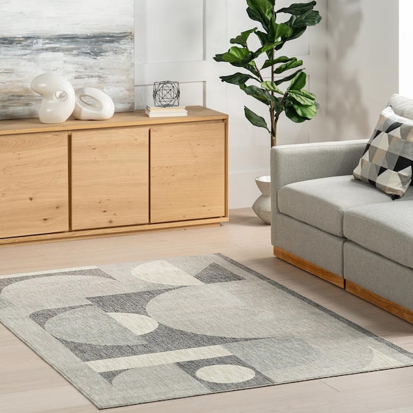 Beckett Light Gray 4 ft. x 6 ft. Modern Geometric Area Rug