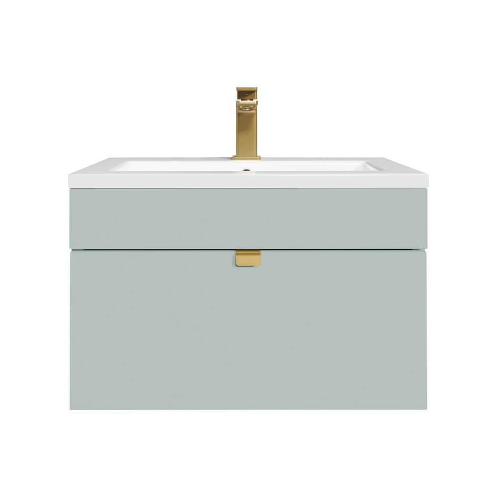 Loft 24 in. W x 16 in. D x 15 in. H Wall Mount Bathroom Vanity in Sage with White Cultured Marble Top price history on PriceWatchPro