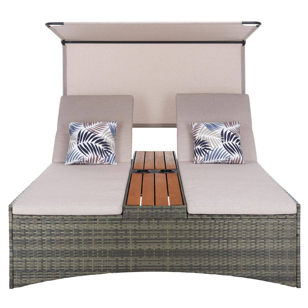 Adora Composite Outdoor Day Bed with Taupe Cushions
