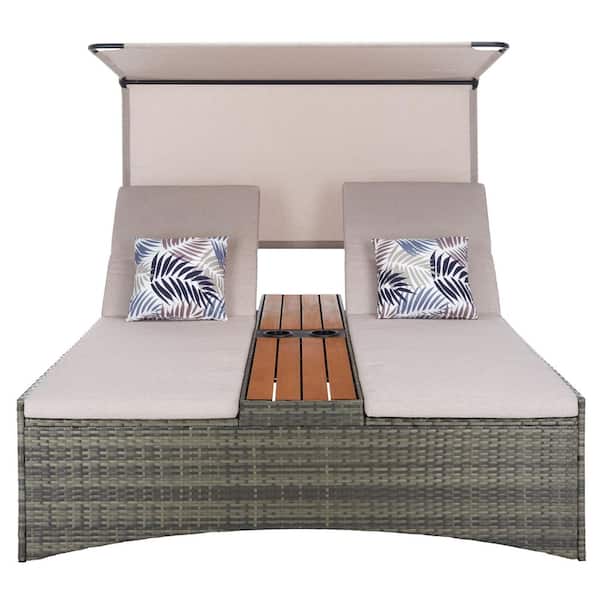 Adora Composite Outdoor Day Bed with Taupe Cushions