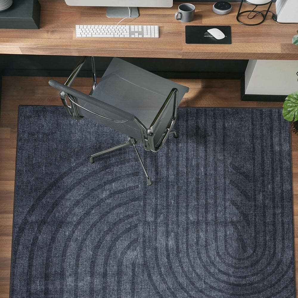 Dark Gray Flat Woven Geometric Machine Washable Area Rug