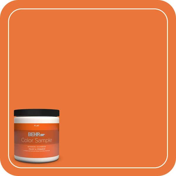 BEHR PREMIUM PLUS 8 oz. Home Decorators Collection #HDC-MD-27 Tart Orange Flat Interior/Exterior Paint & Primer Color Sample