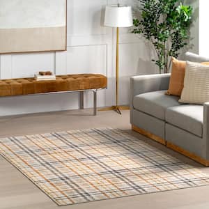 Noelani Casual Plaid Orange and Gray 5 ft. 3 in. x 7 ft. 7 in. Area Rug