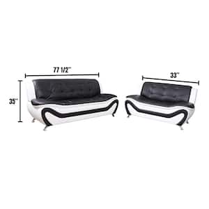 78 in. Armless 2-Piece Sofa Set in Black/White