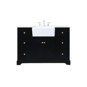 Simply Living 48 in. W x 22 in. D x 34.75 in. H Bath Vanity in Black with Carrara White Marble Top